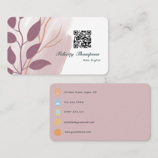 Rose Gold und Rosa Abstrakter QR-Code Visitenkarte (Vorne/Hinten)