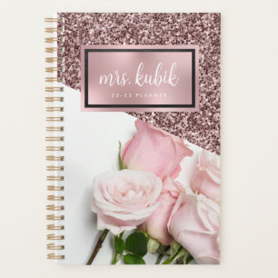Rose Gold und Rosa Blume Lehrer Planer