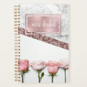 Rose Gold und Rosa Blume Lehrer Planer (Vorderseite)