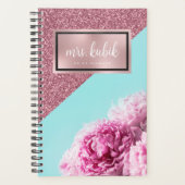 Rose Gold und Rosa Blume Lehrer Planer (Vorderseite)