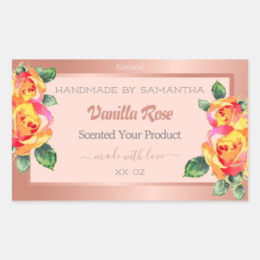 Rose, Gold und Rosa, Blumenblätter Rechteckiger Aufkleber (Vorderseite)