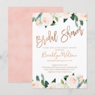 Rose Gold und Rosa Blumendusche Einladung