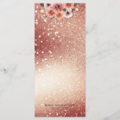 Rose Gold und Rosa Blumenmenü Menükarte (Rückseite)