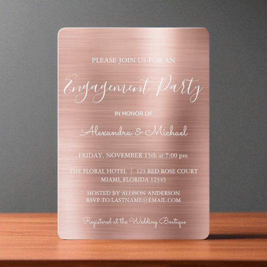 Rose Gold und Rosa Blush Moderne Engagement Party Einladung