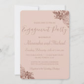Rose Gold und Rosa Blush Rose Engagement Partei Einladung (Vorderseite)