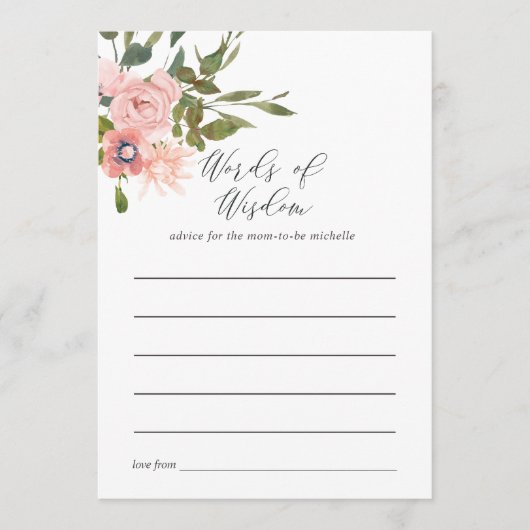 Rose Gold und Rosa Brautparty Beratung Hinweiskarte (Vorderseite)