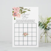 Rose Gold und Rosa Brautparty Bingo (Stehend Vorderseite)