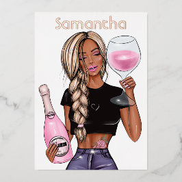 Rose Gold und Rosa Champagner Geburtstagsparty Folieneinladung