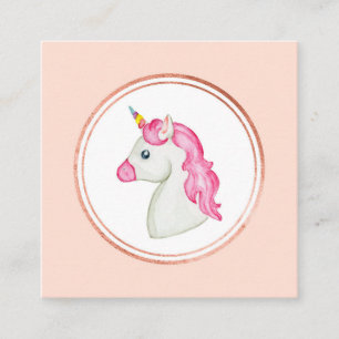 Rose Gold und Rosa Einhorn Fairstylist Media Icon Quadratische Visitenkarte