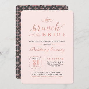 Rose Gold und Rosa   Elegant Wedding Bridal Brunch Einladung