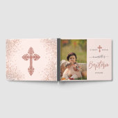 Rose Gold und Rosa Foto Girl Taufe Gästebuch (Voll)