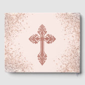 Rose Gold und Rosa Foto Girl Taufe Gästebuch (Rückseite)