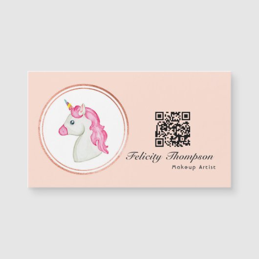 Rose Gold und Rosa Haare - QR-Code Magnetkarte (Vorderseite)