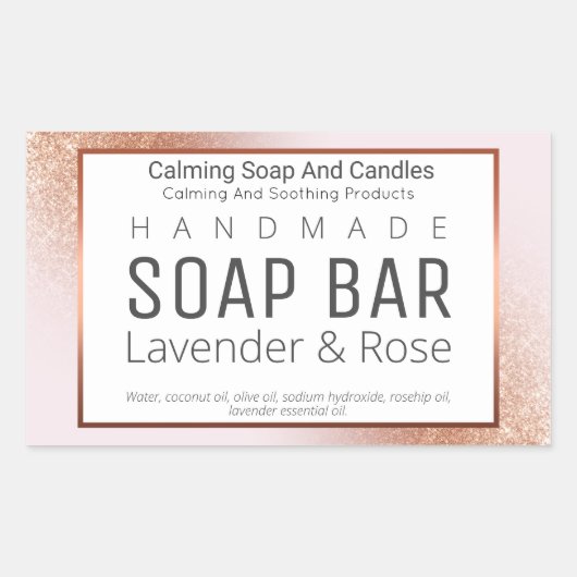 Rose Gold und Rosa handgefertigte Seifenetiketten Rechteckiger Aufkleber (Vorderseite)
