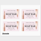 Rose Gold und Rosa handgefertigte Seifenetiketten Rechteckiger Aufkleber (Blatt)