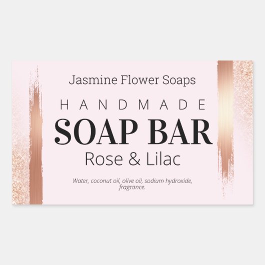 Rose Gold und Rosa handgefertigte Seifenetiketten Rechteckiger Aufkleber (Vorderseite)