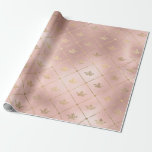 Rose Gold und Rosa Kronenmuster Geschenkpapier<br><div class="desc">Paris Vintage Kronen Muster Packpapier.</div>