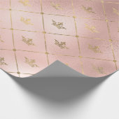Rose Gold und Rosa Kronenmuster Geschenkpapier (Ecke)