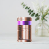 Rose Gold und Rosa Lila Farblinie mit Initialen Visitenkarte (Stehend Vorderseite)