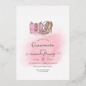 Rose Gold und Rosa Monogramm Chic Quinceañera Folieneinladung (Rückseite)