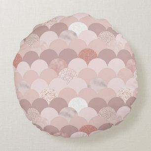Rose Gold und Rosa Muster Rundes Kissen