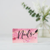 Rose Gold und Rosa Nägel Funkelnd Visitenkarte (Stehend Vorderseite)