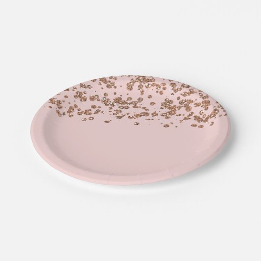 Rose Gold und rosa Papiere Teller (Schrägansicht)