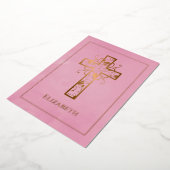 Rose Gold und Rosa Taufe oder Christening Filigree Folieneinladung (Gedreht)