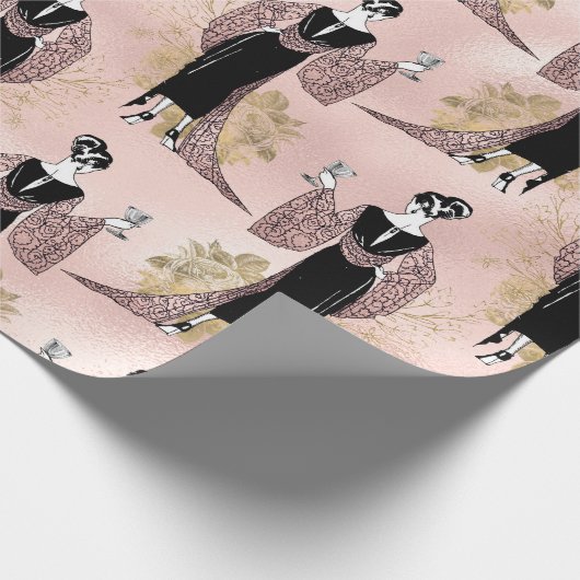 Rose Gold und Rosa Weinkultur und Erde Geschenkpapier (Ecke)