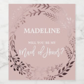 Rose Gold und Rosa werden Sie meine Trauzeugin sei Weinetikett (Einzelnes Label)