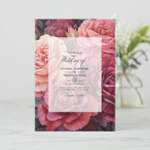 Rose Gold und Rose Braun Blumenhochzeit Einladung (Stehend Vorderseite)