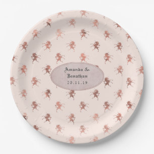 Rose Gold und Rosé Folie Vintage Einhorn Hochzeit Pappteller