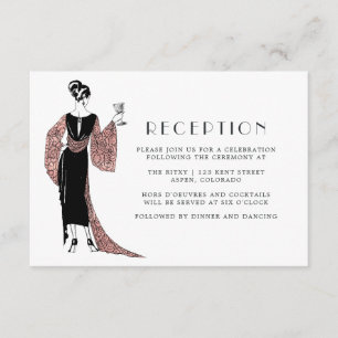 Rose-Gold- und Rosé-Wein-Hochzeitsempfang Begleitkarte