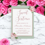Rose Gold und Sage Floral 16 . Geburtstag Geburtst Einladung<br><div class="desc">Rotgold | Blush Pink und Sage Green Floral (botanisch) Rose 16 . Geburtstag Geburtstagsparty Einladung. Das ist die perfekte 16. Geburtstagsparty der Girl's Einladung für eine elegante Spring Rose Gold Imitats Foil und Sage 16 . Geburtstag Geburtstagsfeier. Bitte kontaktieren Sie den Designer,  um passende Sonderanfertigungen zu erhalten.</div>