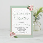 Rose Gold und Sage Floral Quinceñera Einladung (Stehend Vorderseite)