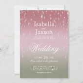 Rose Gold und Sage Green Blend Star Lights Einladung (Vorderseite)
