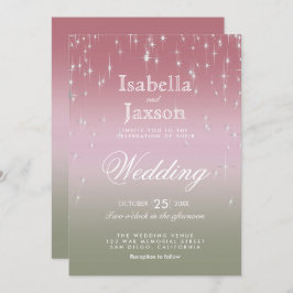 Rose Gold und Sage Green Blend Star Lights Einladung