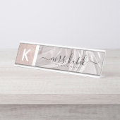 Rose Gold und Satin Personalisierter Schreibtisch  Schreibtischnamensplakette (Vorderseite )