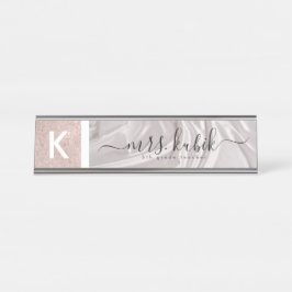Rose Gold und Satin Personalisierter Schreibtisch  Schreibtischnamensplakette