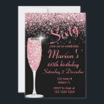 Rose Gold und Schwarz 60. Geburtstagsfeier Einladung<br><div class="desc">Rose Gold und Schwarz 60. Geburtstagsfeier Einladung bearbeitbar für jedes Alter</div>