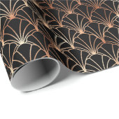 Rose Gold und Schwarz Art Deco Muster Geschenkpapier (Rolleneckpunkt)