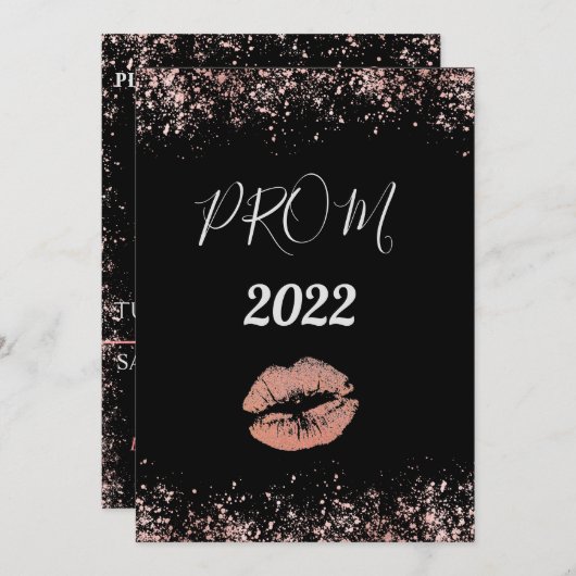 Rose Gold und Schwarz Einladung (Vorne/Hinten)