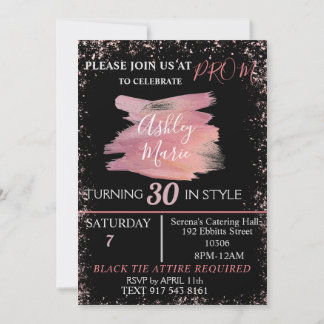 Rose Gold und Schwarz Einladung
