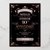 Rose Gold und Schwarz Elegant Folieneinladung (Vorderseite)