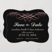 Rose Gold und Schwarz, elegant Save the Date (Vorne/Hinten)