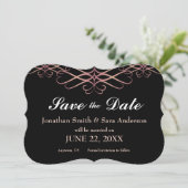 Rose Gold und Schwarz, elegant Save the Date (Stehend Vorderseite)