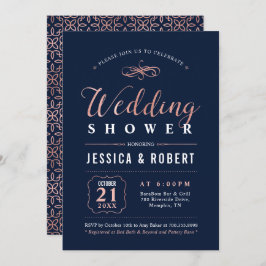 Rose Gold und Schwarz | Eleganter Paare Polteraben Einladung