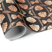 Rose Gold und Schwarz Flora Art Deco Muster Geschenkpapier (Rolleneckpunkt)