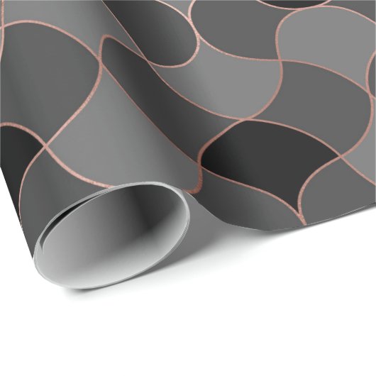 Rose Gold und Schwarz Geschenkpapier (Rolleneckpunkt)