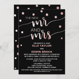 Rose Gold und Schwarz | Glam Elopement Empfang Einladung